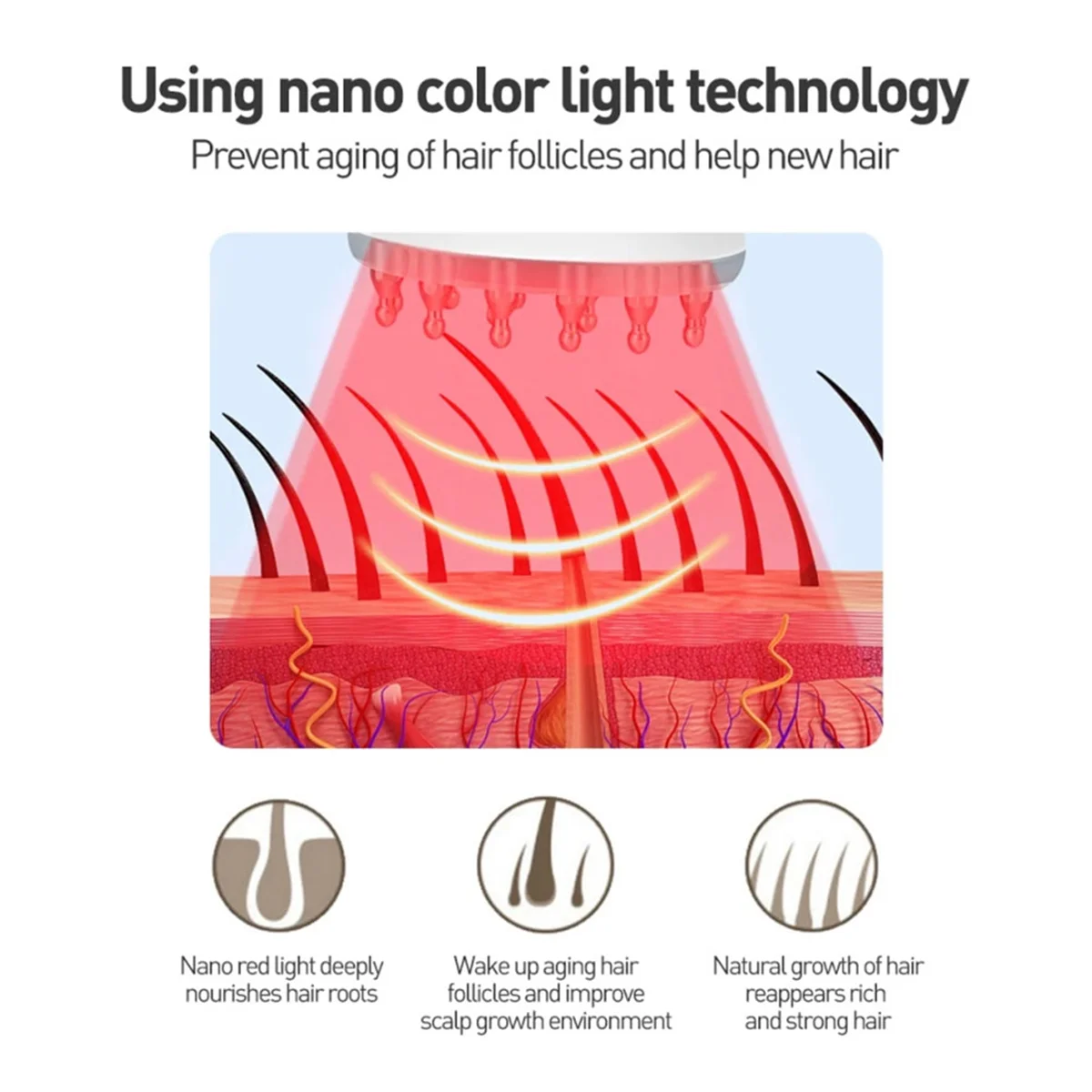 A66I Infrared EMS Radio Frequency Vibration Anti-Dropping Massager Scalp Massage Comb Micro-Current Hair Care Hair Loss